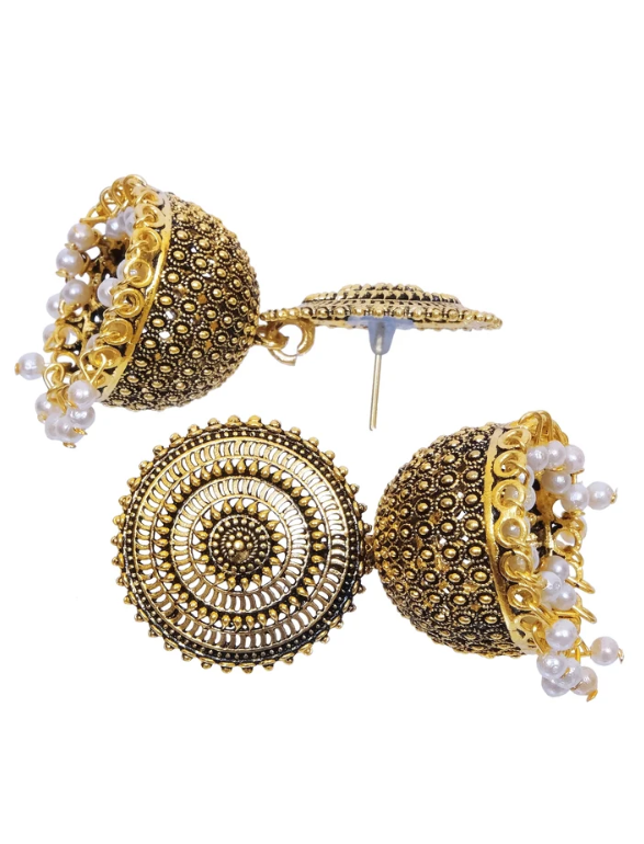 Ethnic Gold & White Jhumka